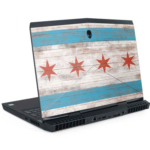 Chicago Flag Dark Wood Dell Alienware Skin